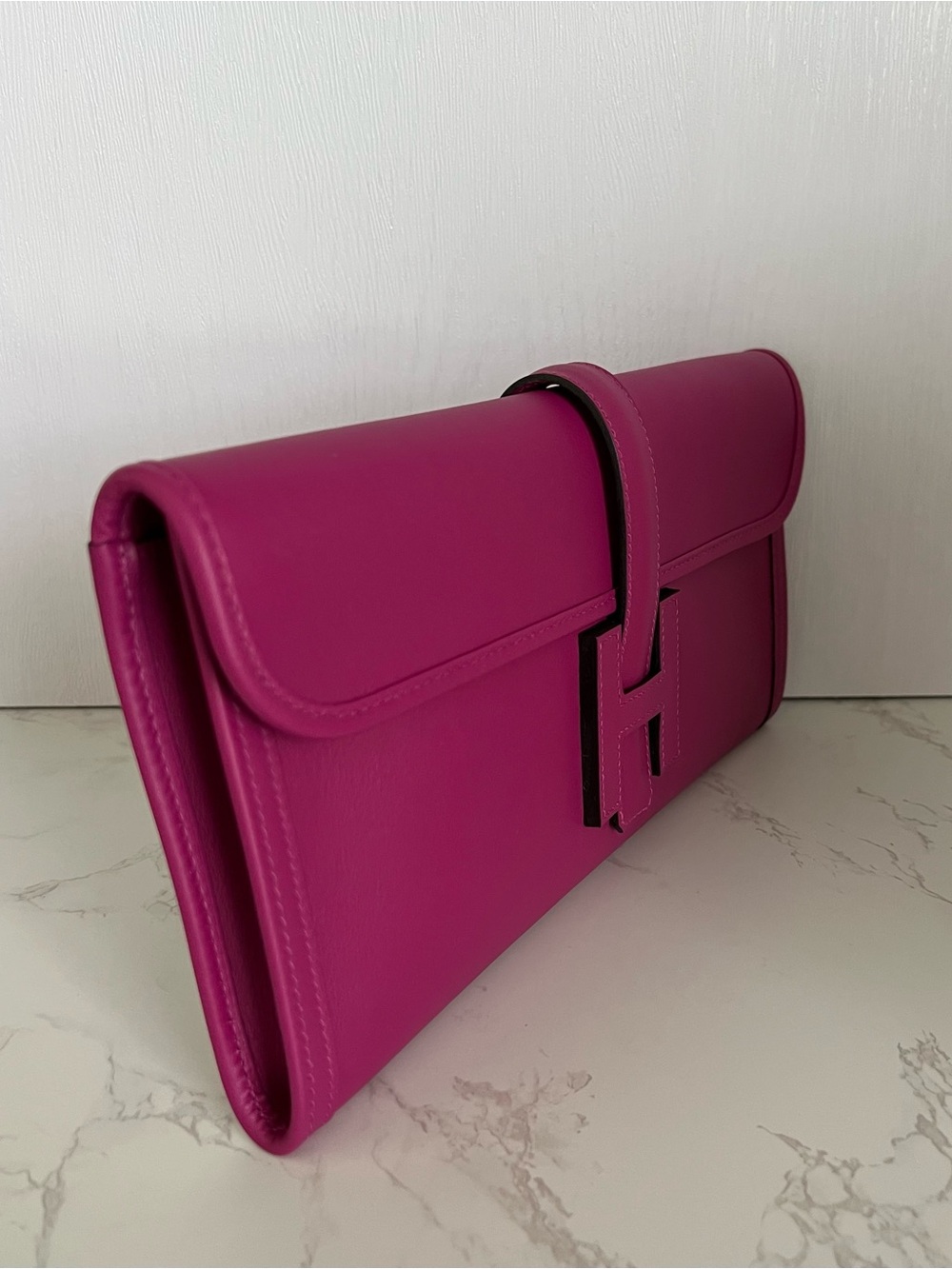 Hermes Jige Elan 29 Clutch In Rose Pourpre Swift Leather - Picture 11 of 14
